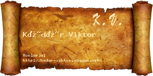 Kádár Viktor névjegykártya