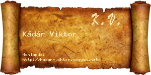 Kádár Viktor névjegykártya
